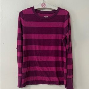 Mossimo Supply Co. Long Sleeve Striped Tee in Magenta and Plum 2014